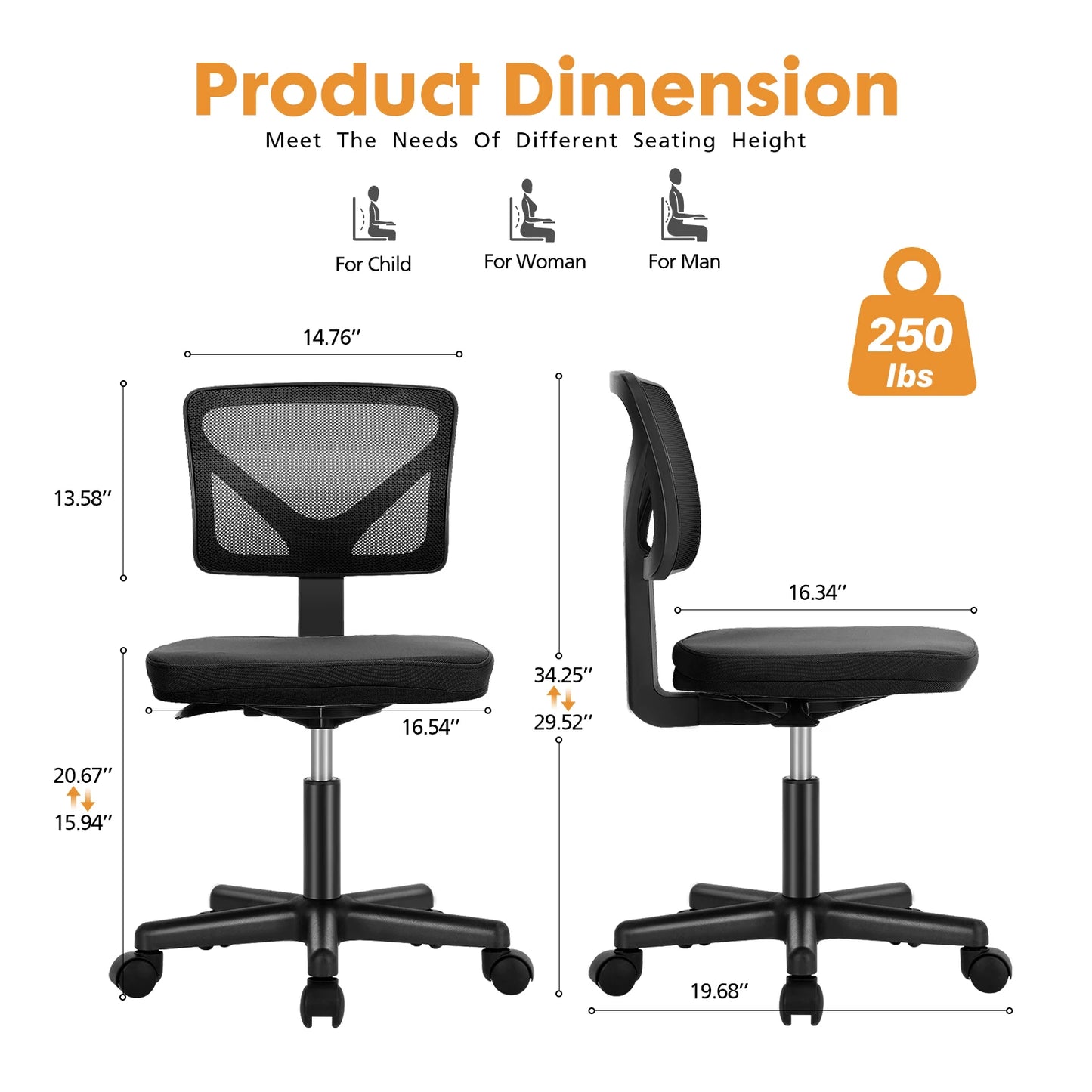 JHK Armless Office Chair °