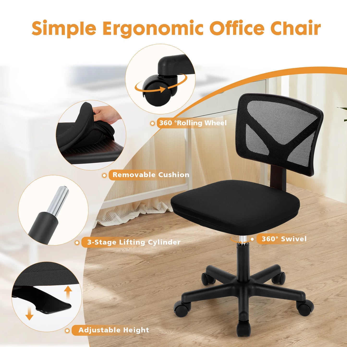 JHK Armless Office Chair °