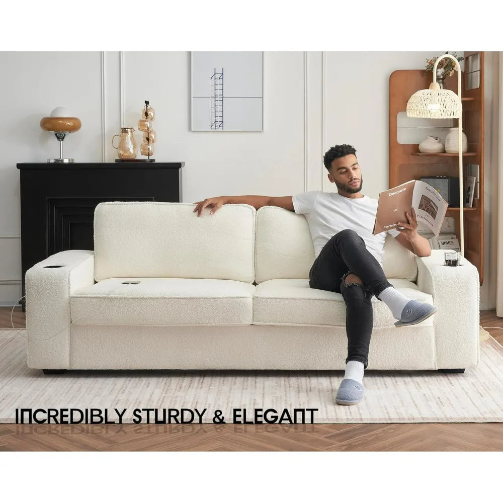 Elegant Modern Sofa w/USB Charging Ports